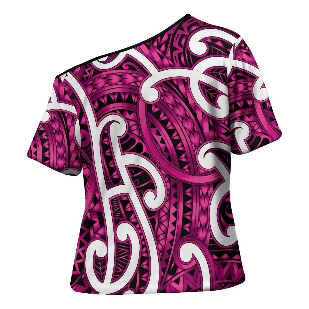 Aotearoa Maori Kowhaiwhai Cross Shoulder Shirt Mawhero Puhoro and Patiki