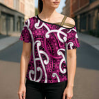 Aotearoa Maori Kowhaiwhai Cross Shoulder Shirt Mawhero Puhoro and Patiki