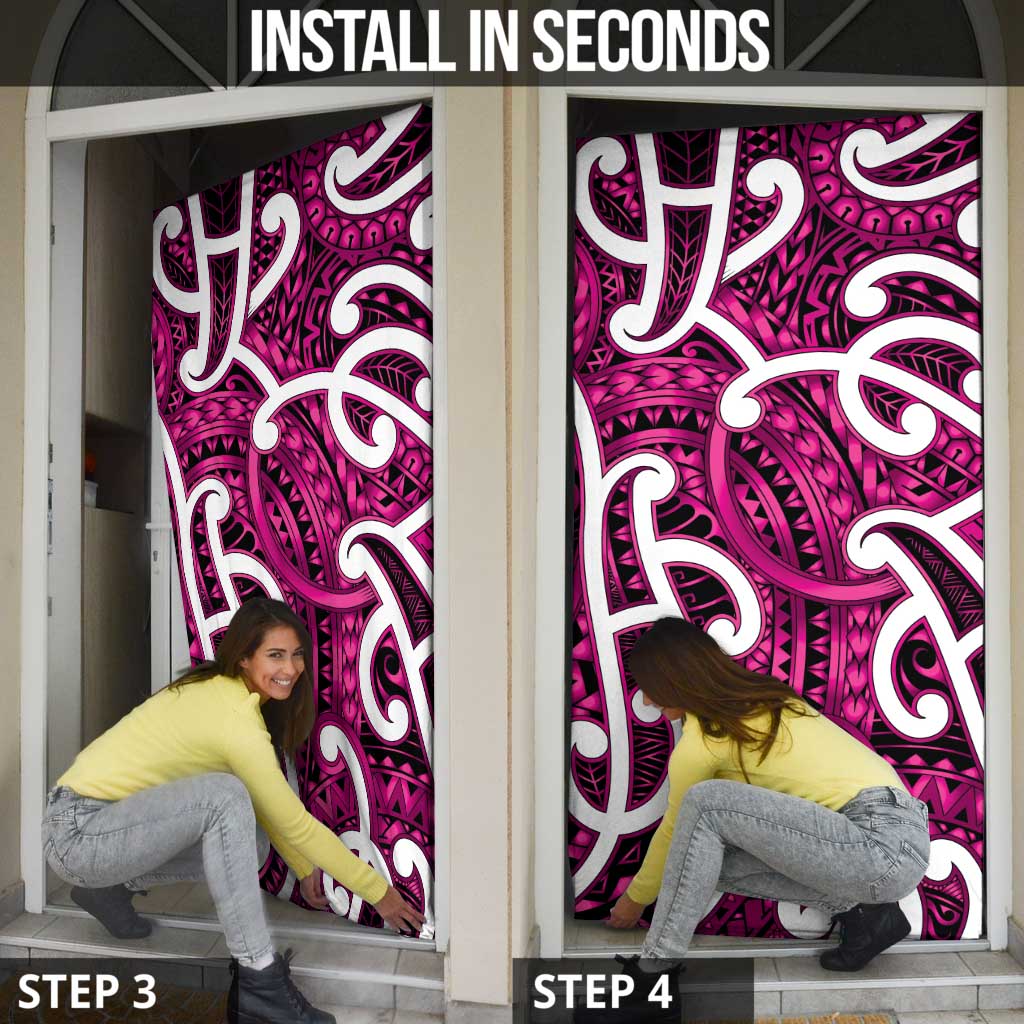 Aotearoa Maori Kowhaiwhai Door Cover Mawhero Puhoro and Patiki