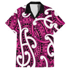Aotearoa Maori Kowhaiwhai Family Matching Off The Shoulder Long Sleeve Dress and Hawaiian Shirt Mawhero Puhoro and Patiki