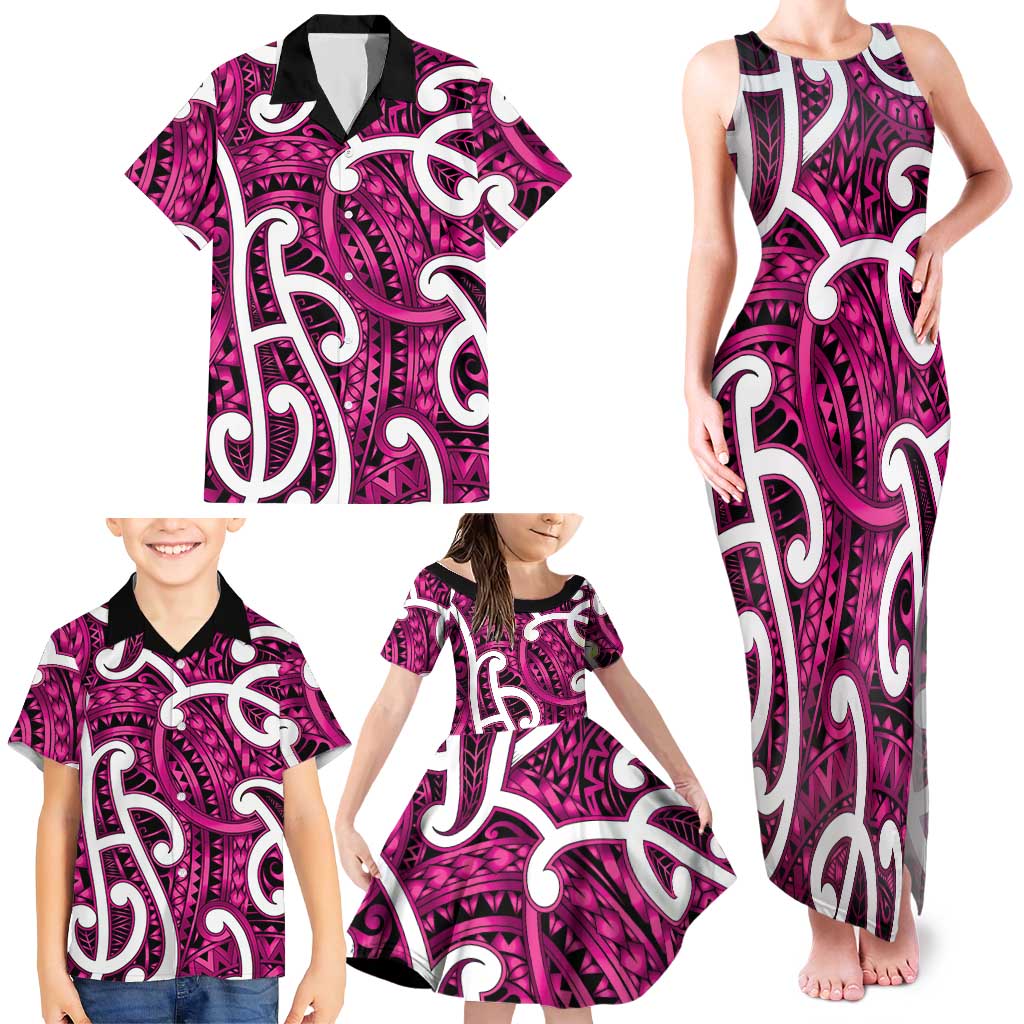 Aotearoa Maori Kowhaiwhai Family Matching Tank Maxi Dress and Hawaiian Shirt Mawhero Puhoro and Patiki