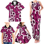 Aotearoa Maori Kowhaiwhai Family Matching Tank Maxi Dress and Hawaiian Shirt Mawhero Puhoro and Patiki