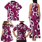 Aotearoa Maori Kowhaiwhai Family Matching Tank Maxi Dress and Hawaiian Shirt Mawhero Puhoro and Patiki