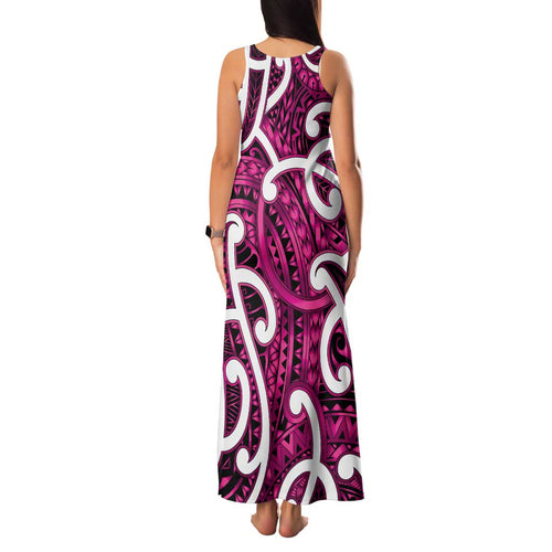 Aotearoa Maori Kowhaiwhai Family Matching Tank Maxi Dress and Hawaiian Shirt Mawhero Puhoro and Patiki