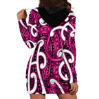 Aotearoa Maori Kowhaiwhai Hoodie Dress Mawhero Puhoro and Patiki