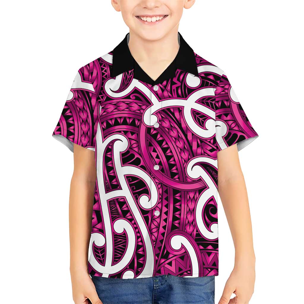 Aotearoa Maori Kowhaiwhai Kid Hawaiian Shirt Mawhero Puhoro and Patiki