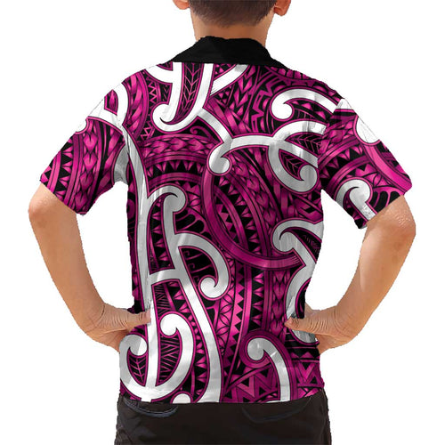 Aotearoa Maori Kowhaiwhai Kid Hawaiian Shirt Mawhero Puhoro and Patiki