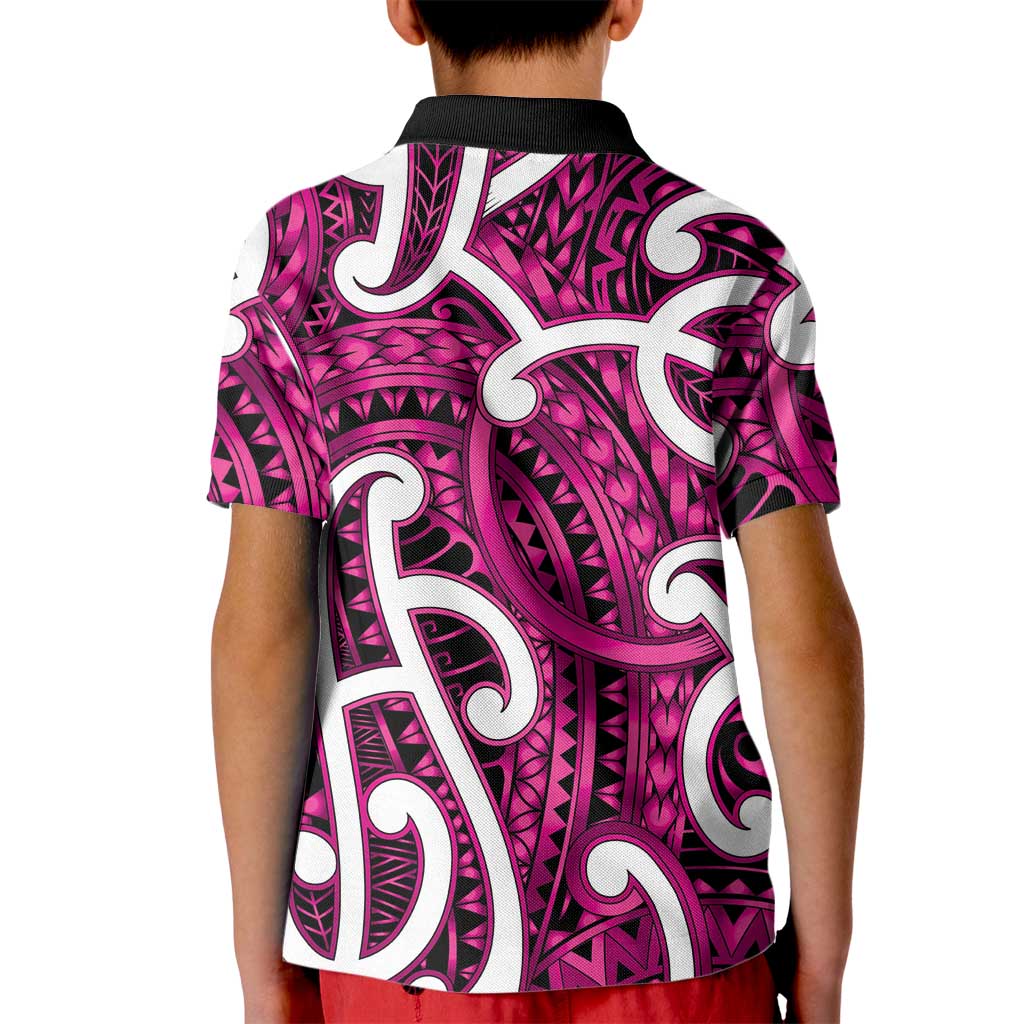 Aotearoa Maori Kowhaiwhai Kid Polo Shirt Mawhero Puhoro and Patiki