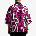 Aotearoa Maori Kowhaiwhai Kimono Mawhero Puhoro and Patiki
