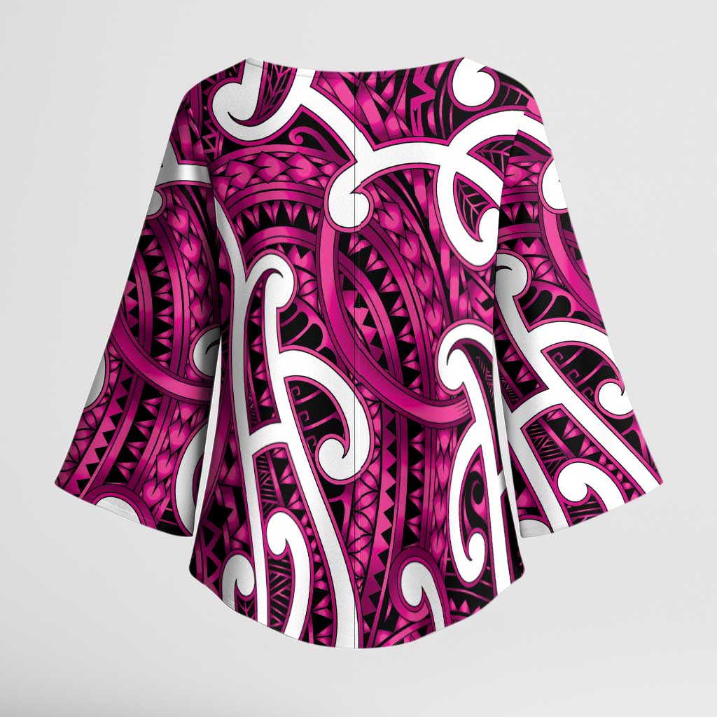 Aotearoa Maori Kowhaiwhai Kimono Sleeve Blouse Mawhero Puhoro and Patiki