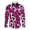 Aotearoa Maori Kowhaiwhai Long Sleeve Button Shirt Mawhero Puhoro and Patiki