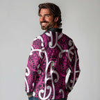 Aotearoa Maori Kowhaiwhai Long Sleeve Polo Shirt Mawhero Puhoro and Patiki