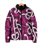 Aotearoa Maori Kowhaiwhai Padded Jacket Mawhero Puhoro and Patiki