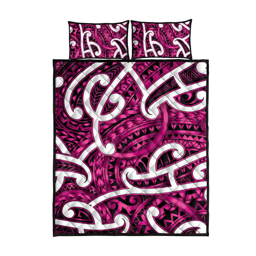 Aotearoa Maori Kowhaiwhai Quilt Bed Set Mawhero Puhoro and Patiki