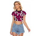 Aotearoa Maori Kowhaiwhai Raglan Cropped T Shirt Mawhero Puhoro and Patiki
