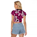 Aotearoa Maori Kowhaiwhai Raglan Cropped T Shirt Mawhero Puhoro and Patiki