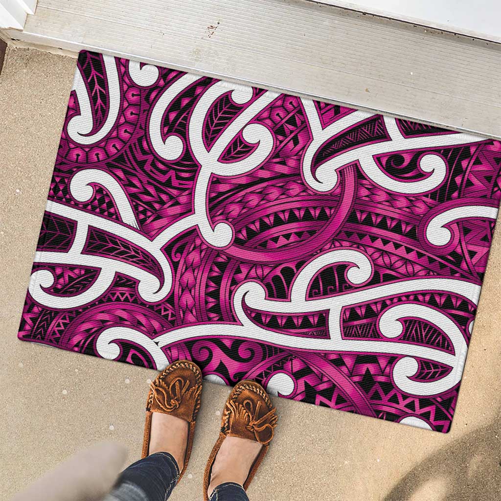 Aotearoa Maori Kowhaiwhai Rubber Doormat Mawhero Puhoro and Patiki