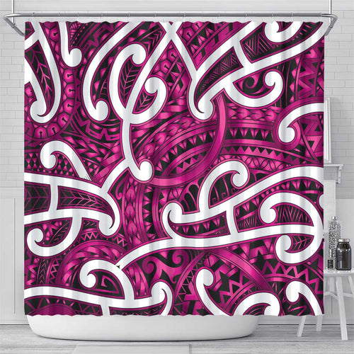 Aotearoa Maori Kowhaiwhai Shower Curtain Mawhero Puhoro and Patiki