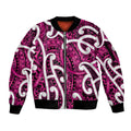 Aotearoa Maori Kowhaiwhai Sleeve Zip Bomber Jacket Mawhero Puhoro and Patiki