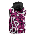Aotearoa Maori Kowhaiwhai Sleeveless Hoodie Mawhero Puhoro and Patiki