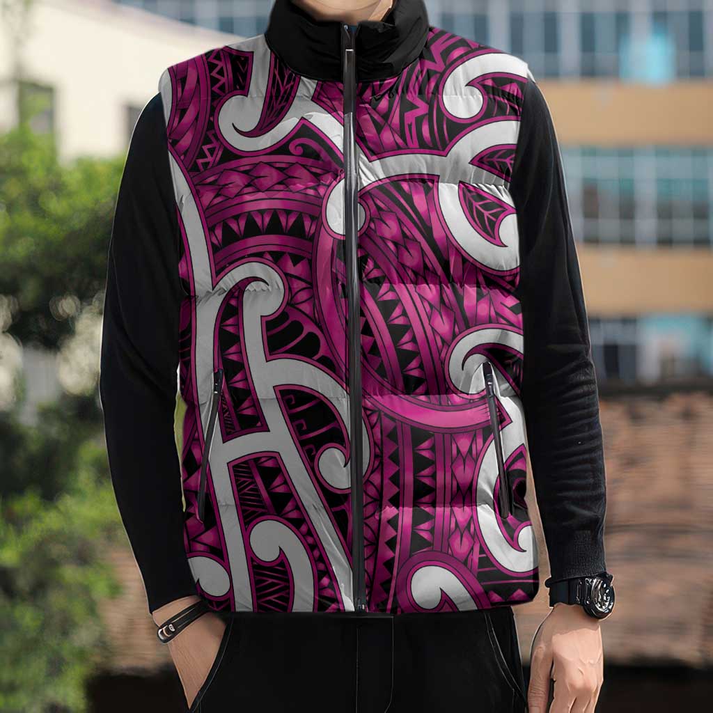 Aotearoa Maori Kowhaiwhai Sleeveless Puffer Jacket Mawhero Puhoro and Patiki