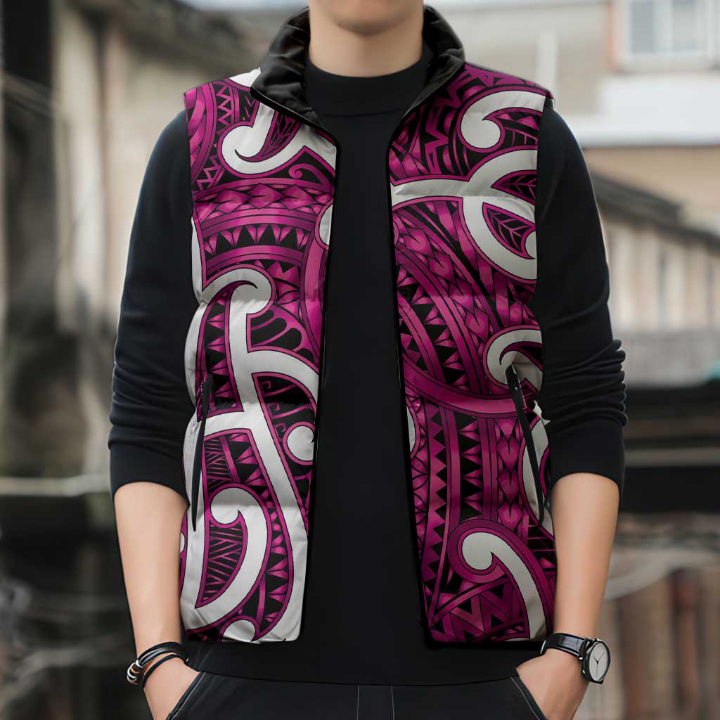 Aotearoa Maori Kowhaiwhai Sleeveless Puffer Jacket Mawhero Puhoro and Patiki