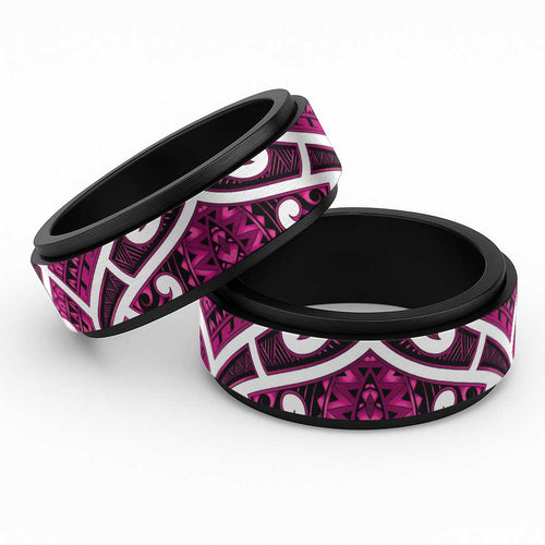 Aotearoa Maori Kowhaiwhai Spinner Ring Mawhero Puhoro and Patiki