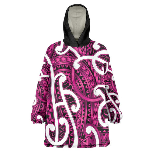 Aotearoa Maori Kowhaiwhai Wearable Blanket Hoodie Mawhero Puhoro and Patiki