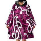 Aotearoa Maori Kowhaiwhai Wearable Blanket Hoodie Mawhero Puhoro and Patiki