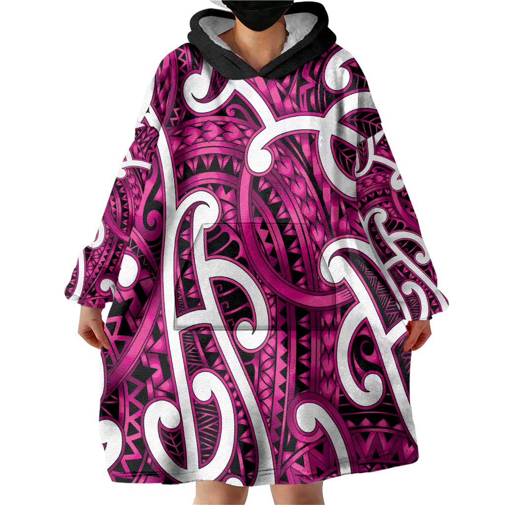Aotearoa Maori Kowhaiwhai Wearable Blanket Hoodie Mawhero Puhoro and Patiki