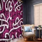 Aotearoa Maori Kowhaiwhai Window Curtain Mawhero Puhoro and Patiki
