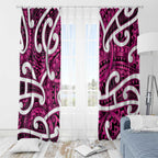 Aotearoa Maori Kowhaiwhai Window Curtain Mawhero Puhoro and Patiki