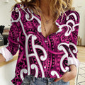 Aotearoa Maori Kowhaiwhai Women Casual Shirt Mawhero Puhoro and Patiki
