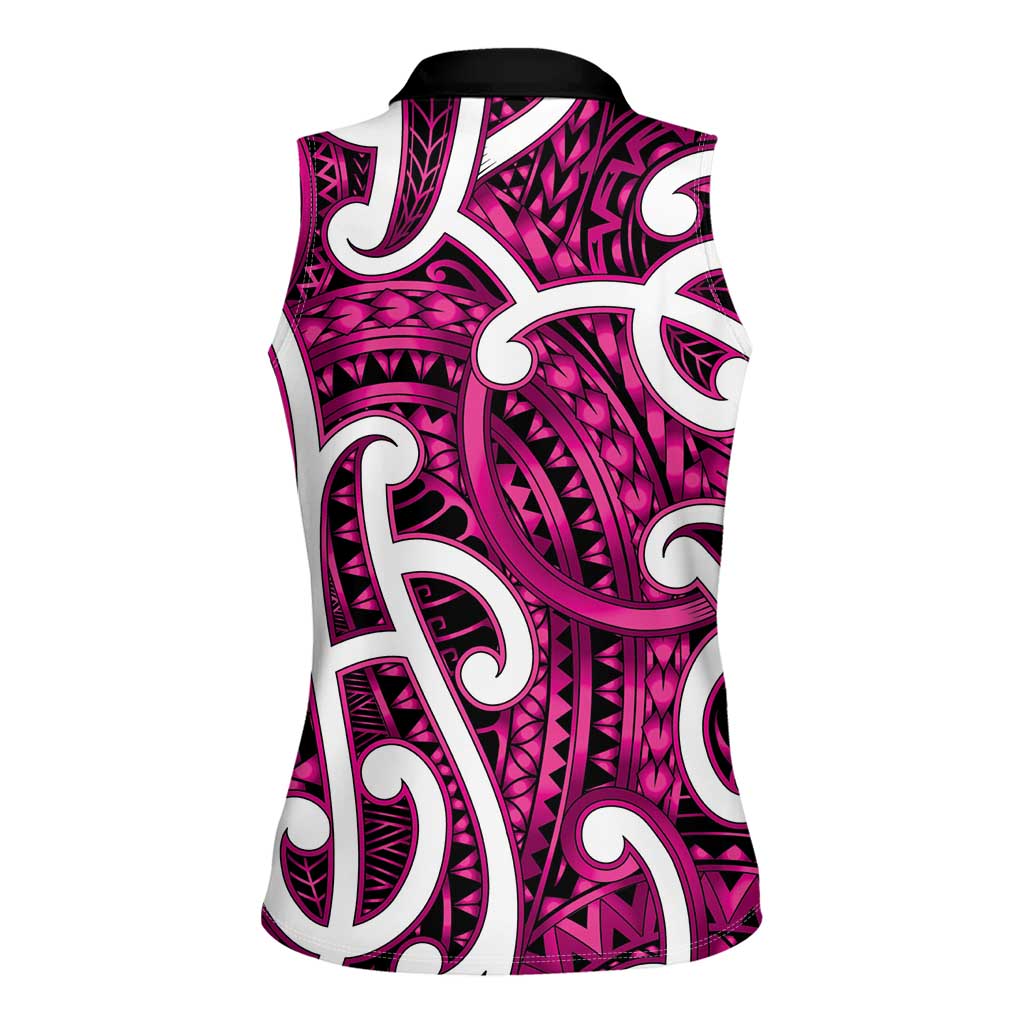 Aotearoa Maori Kowhaiwhai Women Sleeveless Polo Shirt Mawhero Puhoro and Patiki