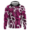 Aotearoa Maori Kowhaiwhai Zip Hoodie Mawhero Puhoro and Patiki