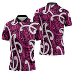 Aotearoa Maori Kowhaiwhai Zipper Polo Shirt Mawhero Puhoro and Patiki