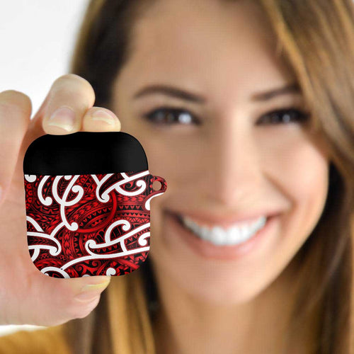 Aotearoa Maori Kowhaiwhai AirPods Case Whero Puhoro and Patiki