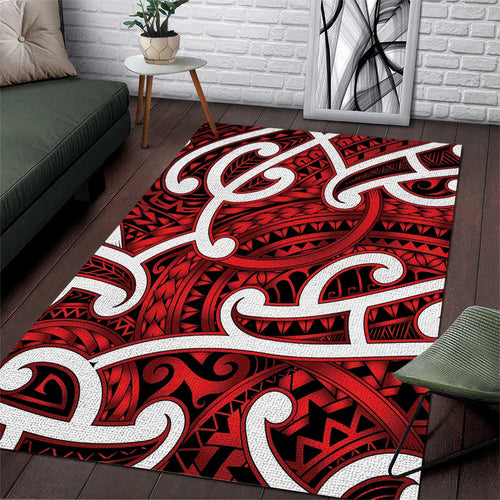 Aotearoa Maori Kowhaiwhai Area Rug Whero Puhoro and Patiki