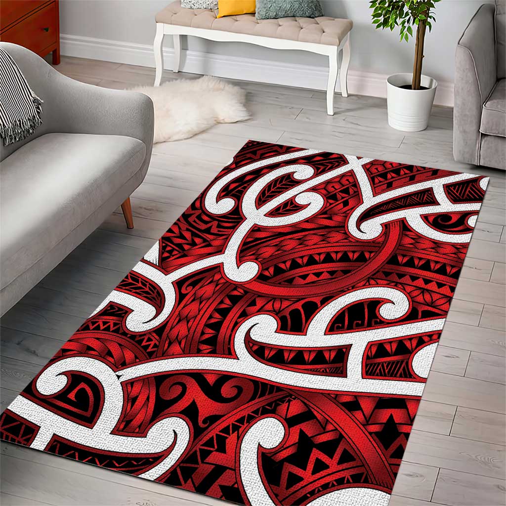 Aotearoa Maori Kowhaiwhai Area Rug Whero Puhoro and Patiki