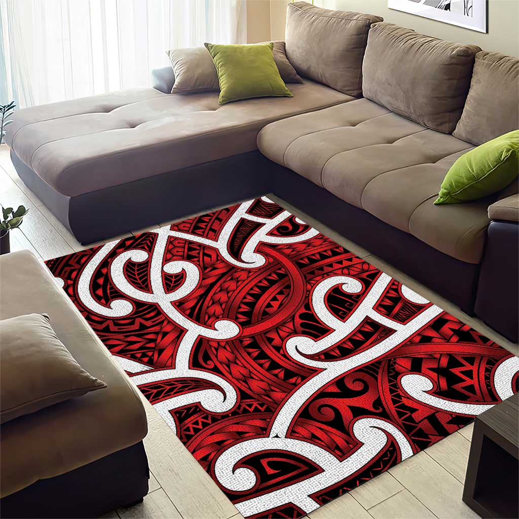 Aotearoa Maori Kowhaiwhai Area Rug Whero Puhoro and Patiki