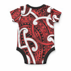 Aotearoa Maori Kowhaiwhai Baby Onesie Whero Puhoro and Patiki