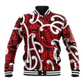 Aotearoa Maori Kowhaiwhai Baseball Jacket Whero Puhoro and Patiki