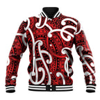 Aotearoa Maori Kowhaiwhai Baseball Jacket Whero Puhoro and Patiki