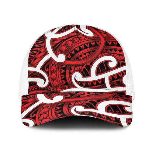 Aotearoa Maori Kowhaiwhai Baseball Net Cap Whero Puhoro and Patiki
