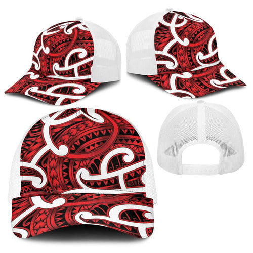Aotearoa Maori Kowhaiwhai Baseball Net Cap Whero Puhoro and Patiki