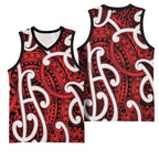 Aotearoa Maori Kowhaiwhai Basketball Jersey Whero Puhoro and Patiki