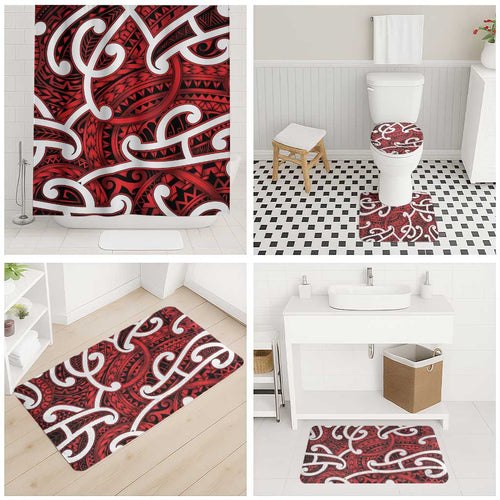 Aotearoa Maori Kowhaiwhai Bathroom Set Whero Puhoro and Patiki