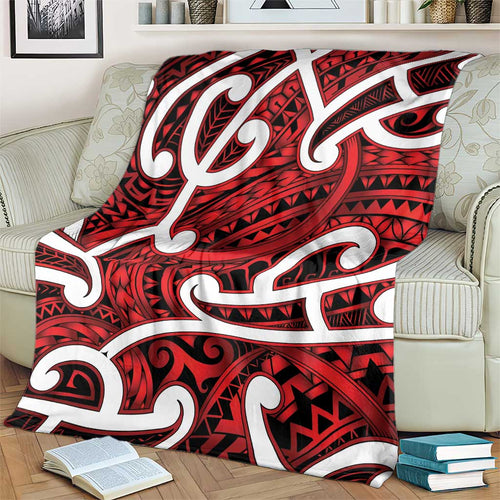 Aotearoa Maori Kowhaiwhai Blanket Whero Puhoro and Patiki