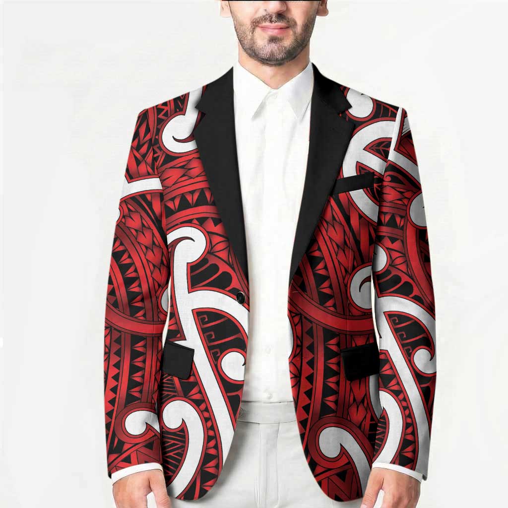 Aotearoa Maori Kowhaiwhai Blazer Whero Puhoro and Patiki