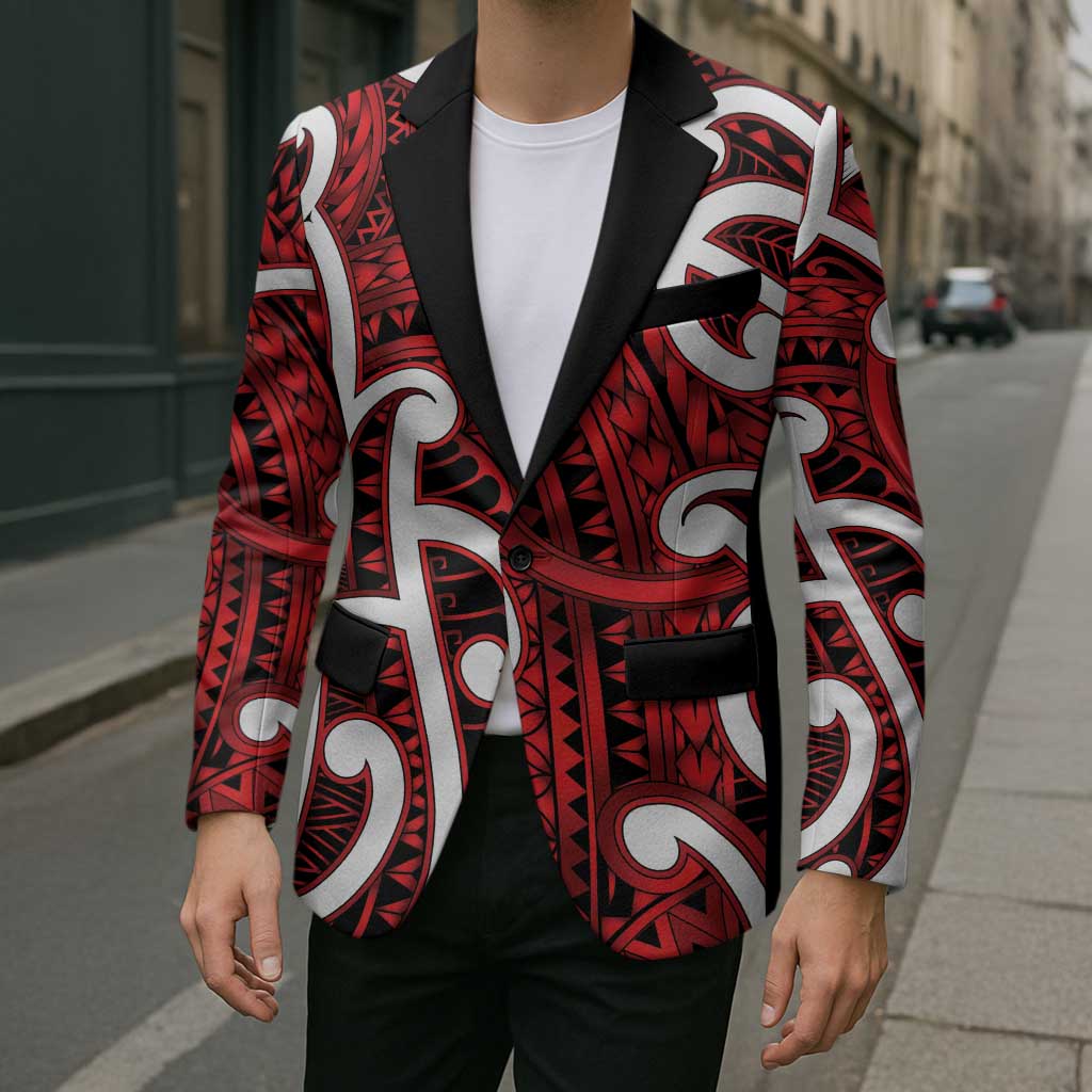 Aotearoa Maori Kowhaiwhai Blazer Whero Puhoro and Patiki